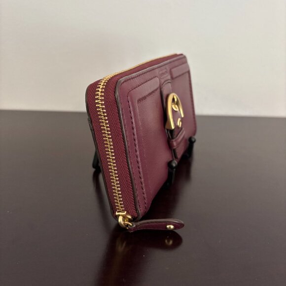 Coach Campbell Dark Purple Leather Zip Around Accordion Wallet - Picture 2 of 8